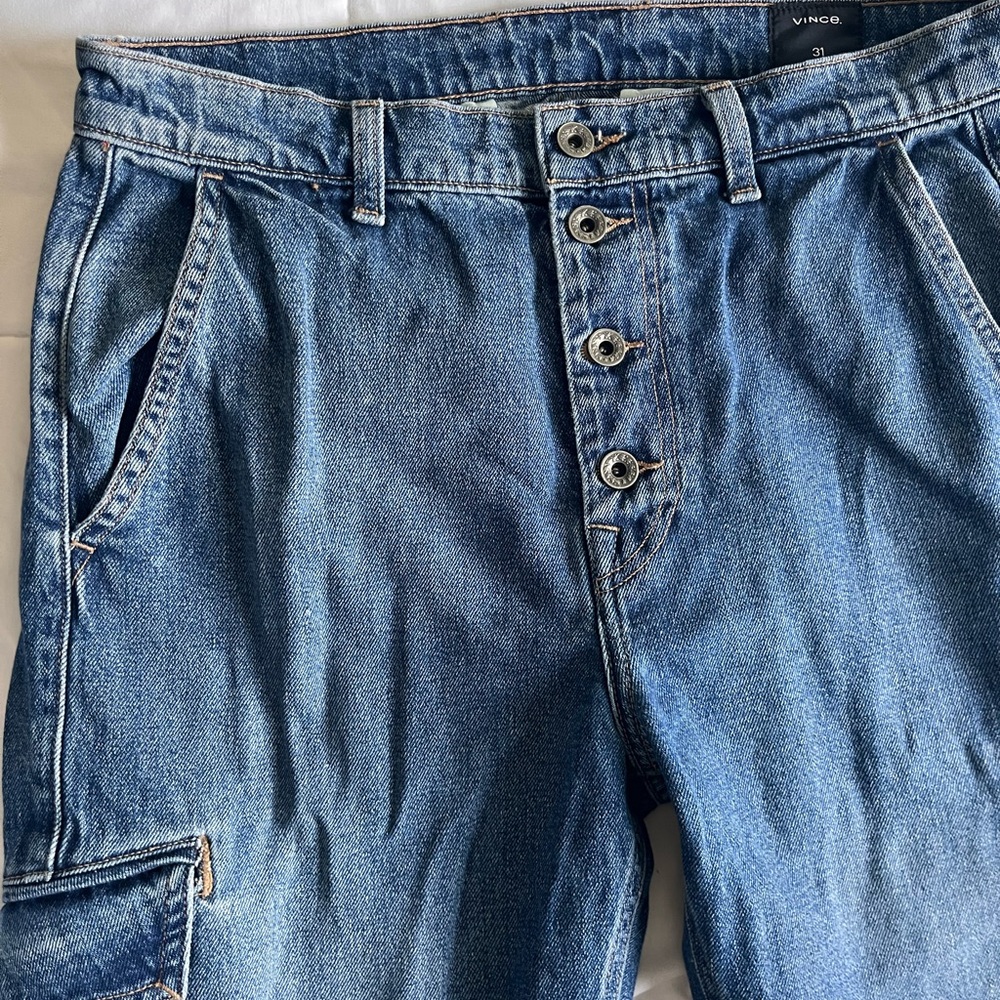 Vince Blue Relaxed Fit Jeans with Vintage-Inspired Design
